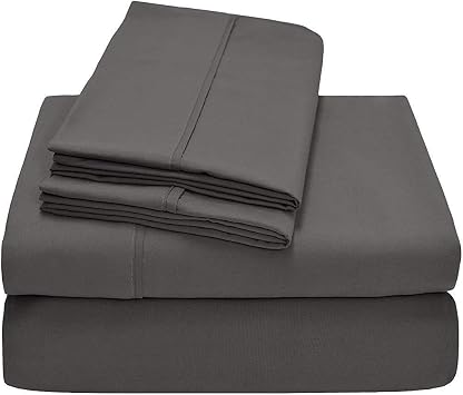 Solid Sheet Set-Twin XL Size Sheet Set-Organic Cotton Sheet set-500 Thread Count- 21 Inch deep Pocket-Elephant Gray Sheet Set !!