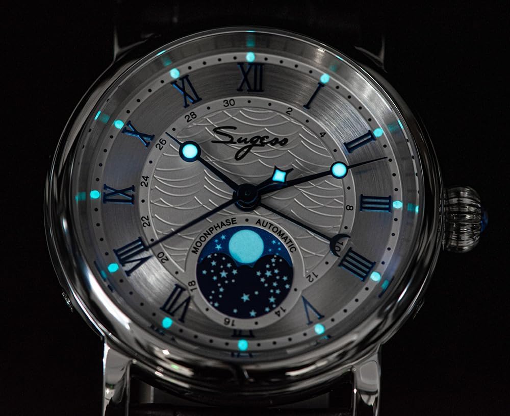Sugess MoonPhase Master 40mm SU2108SZ ST2108 High Beat 28,800 Bph Automatic Mechanical Mens Wrist Watch Seagull 1963