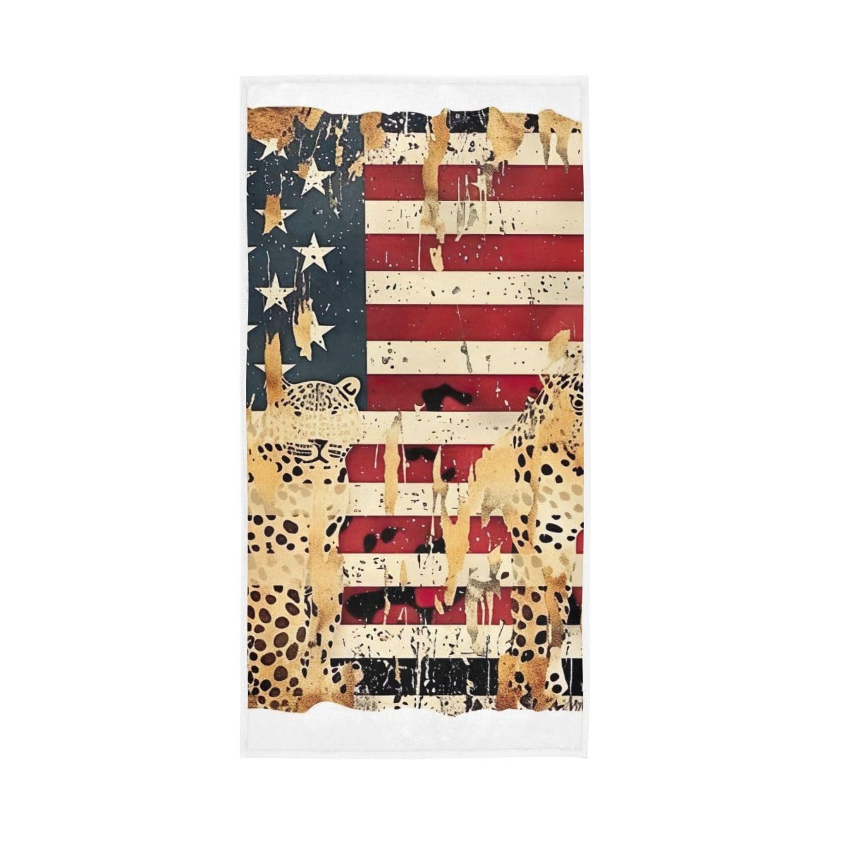 LSRCPD America Flag Leopard Face Towels for Bathroom, Hand Towels for Bathroom, Shower, Hotel, Spa 15 x 30 Inches