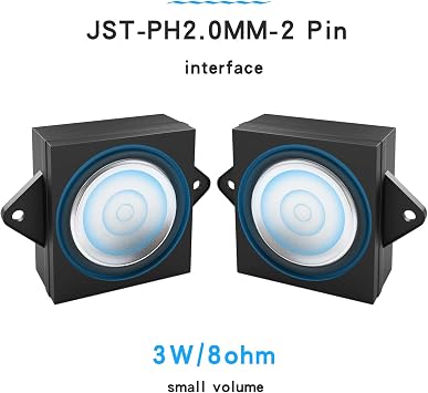 MakerHawk Arduino Speaker - 2pcs 3W 8 Mini Speaker, Full-Range, JST-PH2.0mm-2 Pin Interface, 3.3V-5V