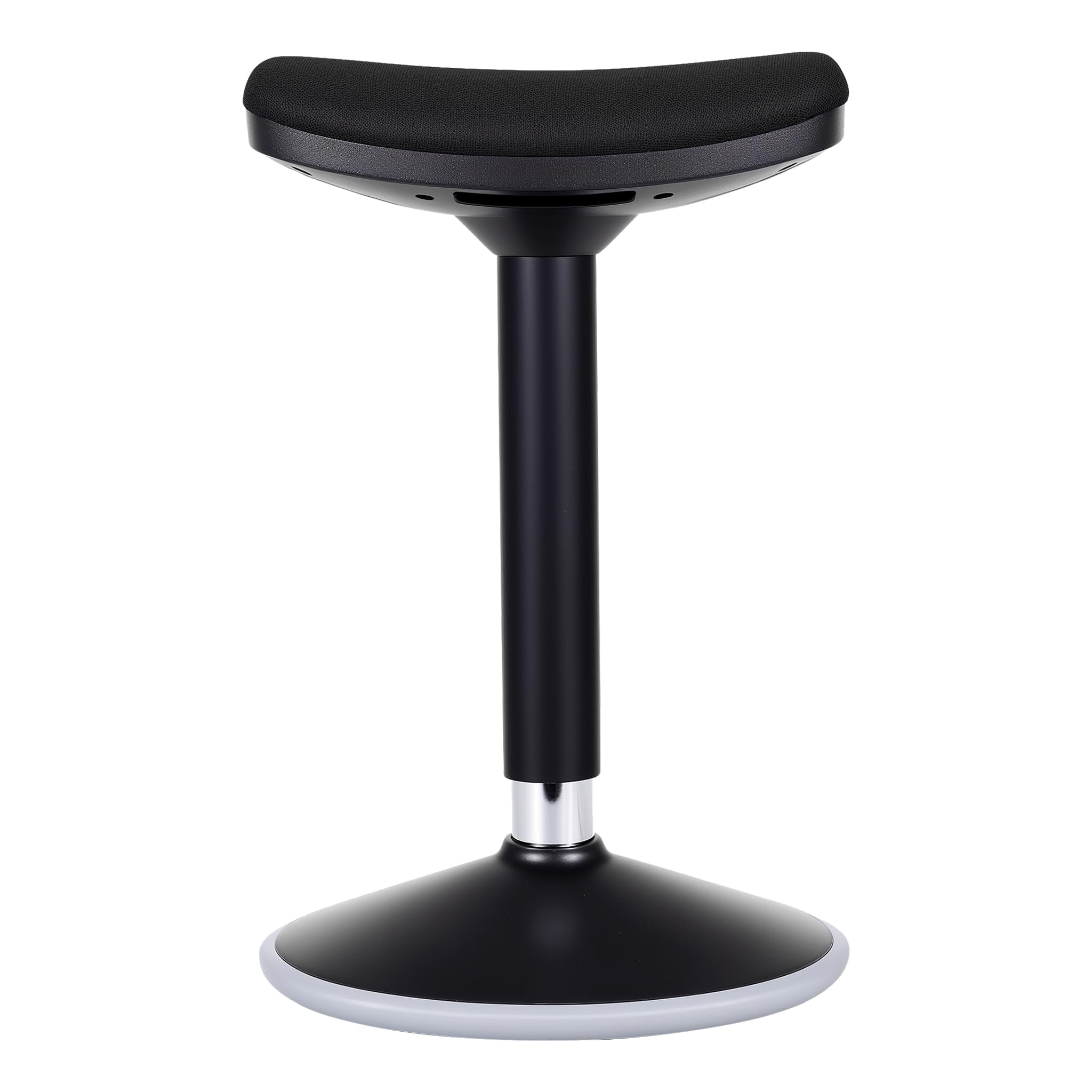 WilTec Tabouret Ergonomique Assis Debout – 36 x 23 x 55-82 cm – Capacité Max. 135 kg – Couleur Noire – avec Ressort à gaz – Fauteuil de Bureau, Chaise Debout Assis