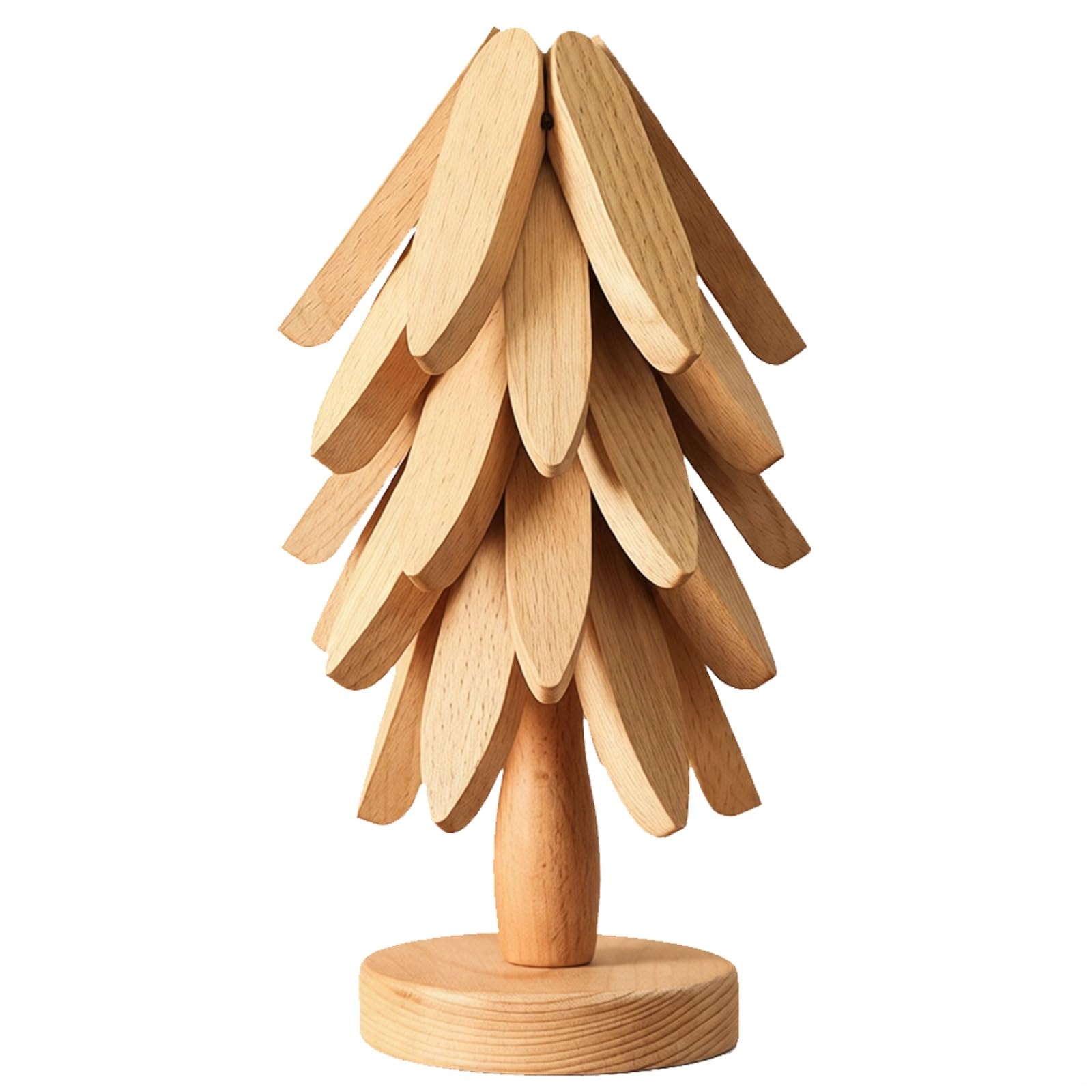 Wooden Tree Trivet Set with Stand, 5 Pcs Natural Wood Heat Resistant Pads, Expandable to 7.9 in, Wood Hot Dish Mats, Table Heat Insulation Protection