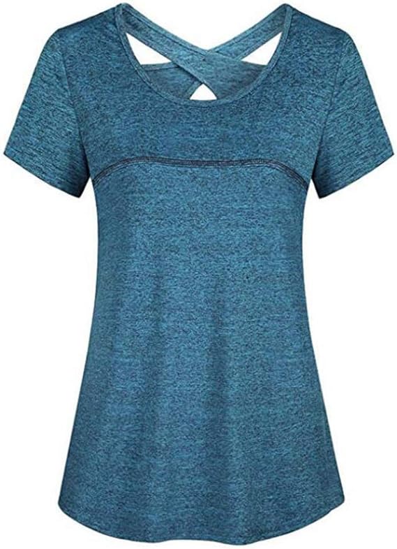 NXDHPLIENG Yoga Shirt Damen Schnell Trocken Sportshirt Damen Kurzarm