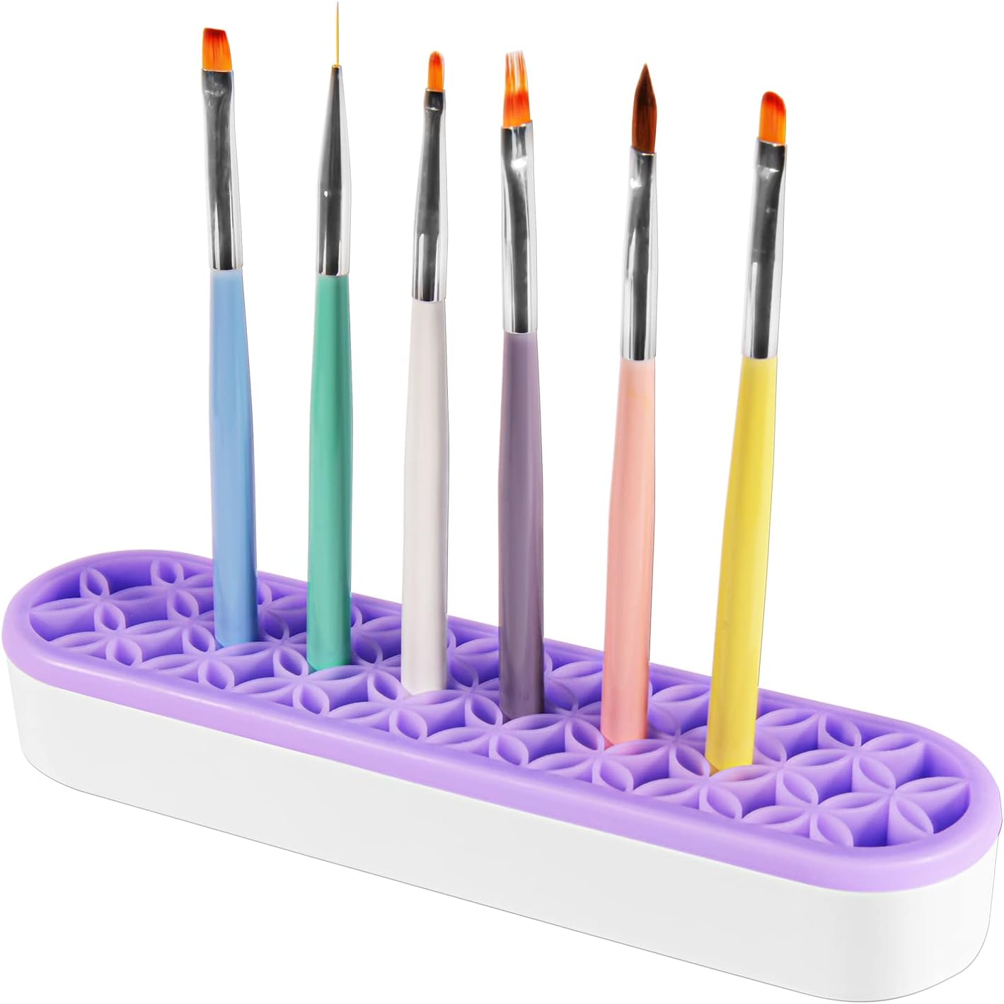 Silicone Makeup Brush Holder, Brush Organizer Silicone, Multipurpose Nail Brush Organizer Storage for Sewing Craft Tools, Painting Pen Brushes, Stationary Tools Nail Clipper - Purple
