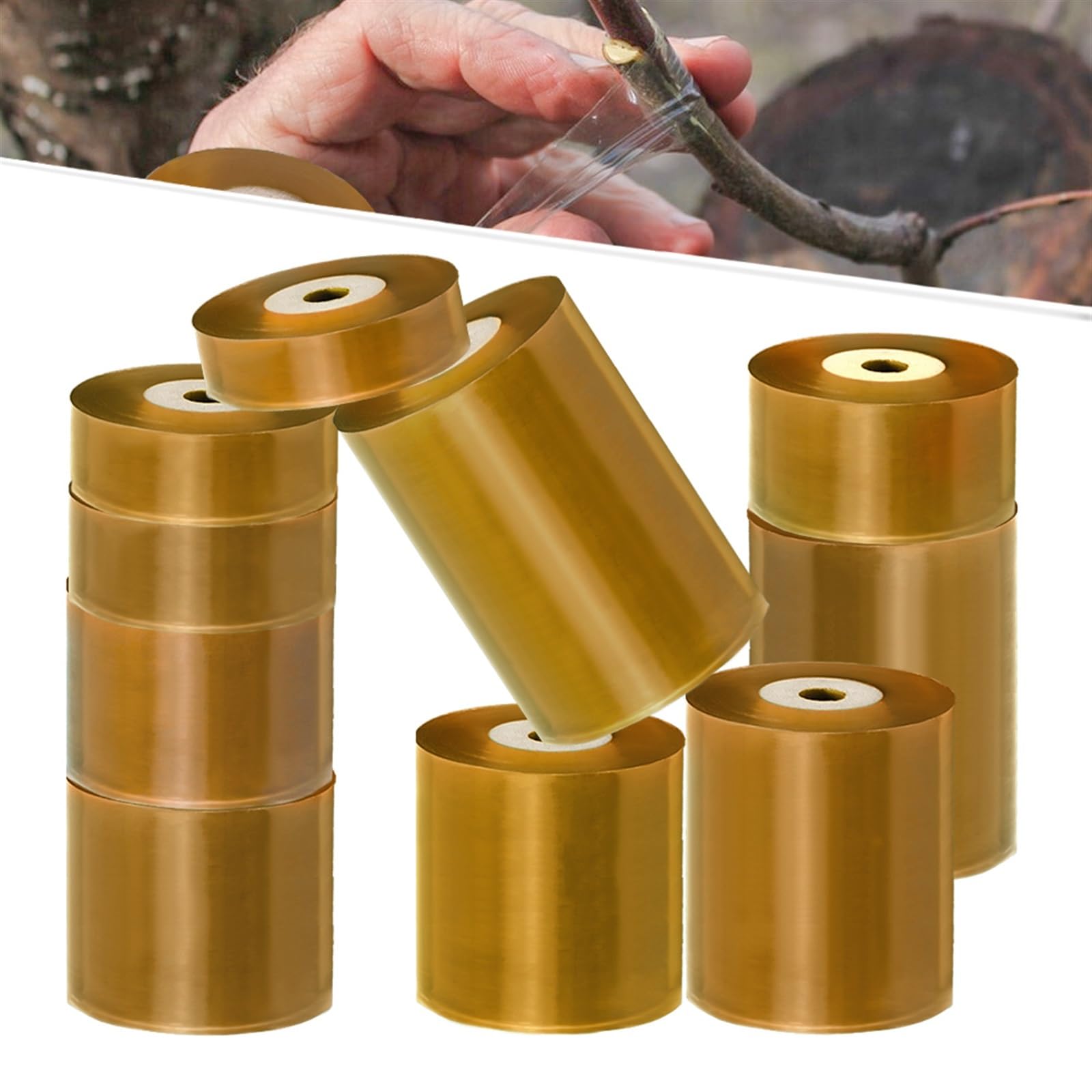 Baumschulveredelungsband, PE-Pfropfband for die Reparatur von Bäumen und Pflanzen, gelb, 2–10 cm(8cm)