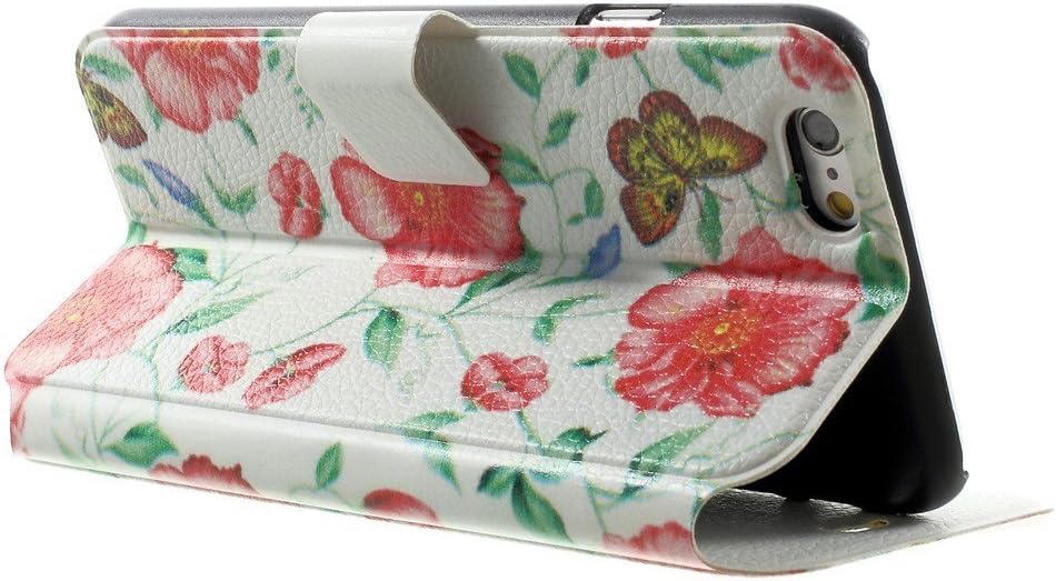 LD Case a000813 Pink Flower Print Flip Case for iPhone 6 Red