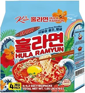 KTOWN Hula Ramyun Noodles Spicy 4 Pack 4.16 Oz (118g) | Ramen