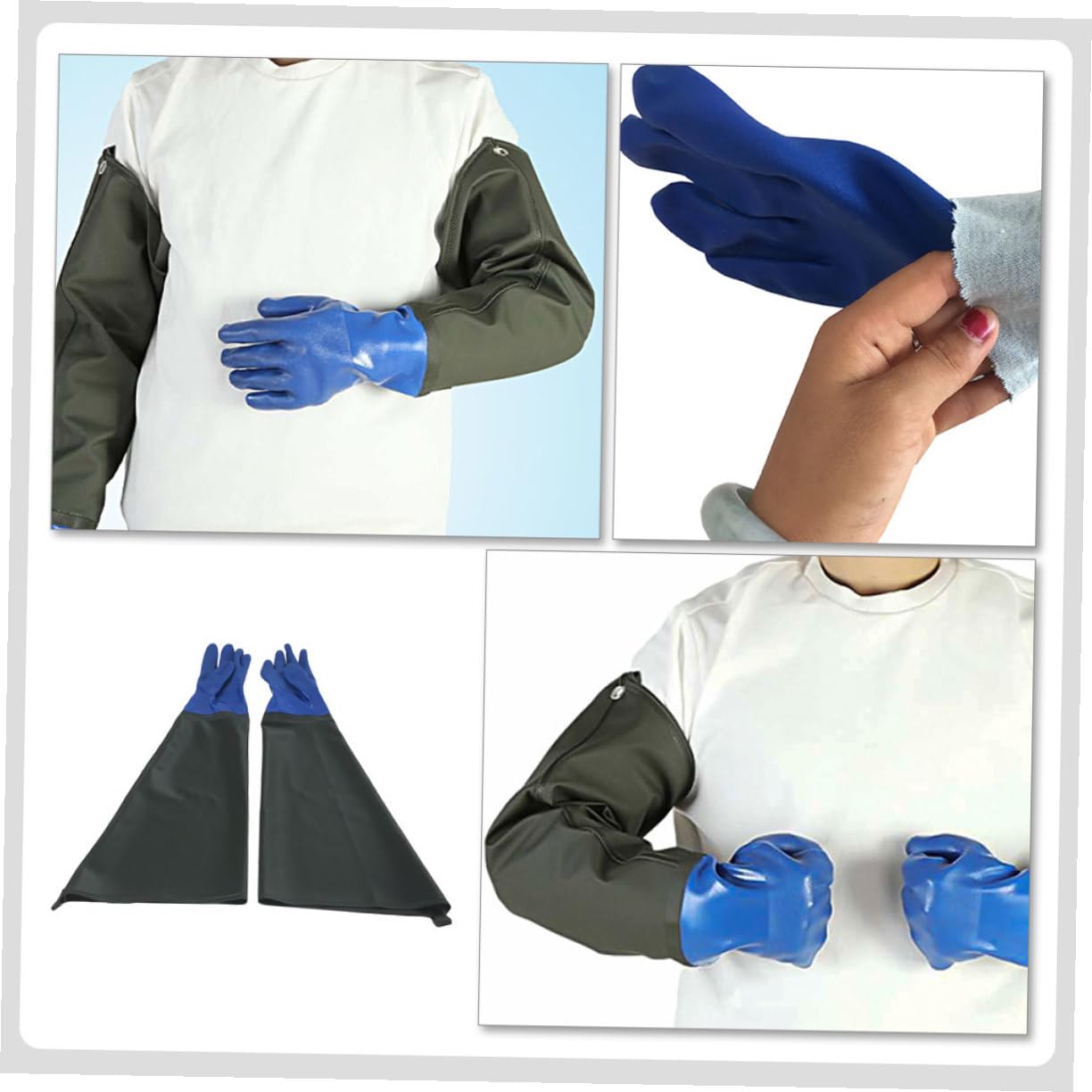 Toddmomy Guantes de Goma Industriales de Pvc Resistentes al Ácido Aceite, Alta Protección y Resistencia Antideslizante Industria del Aceite