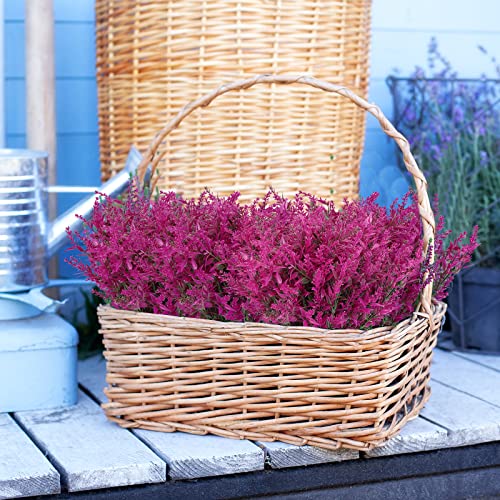 Cewor 10 Bundles Artificial Lavender Flowers Outdoors Fake Shrubs Greenery Plants Indoor Uv Resistant Plastic Faux Bouquets For Outdoor Home Garden Porch Decoration (Fuchsia) #TOP3