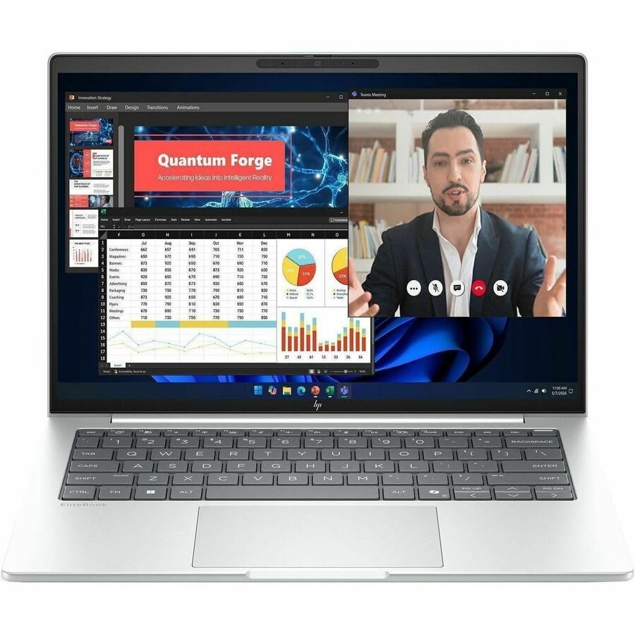 Image of HP EliteBook 8 G2i 14 inch Copilot+ PC Notebook - WUXGA - Intel Core Ultra 7 Series 3 355-16 GB - 512 GB SSD - English Keyboard - Glacier Silver Aluminum - Intel Chip - 1920 x 1200 - Windows 11 Pro - -