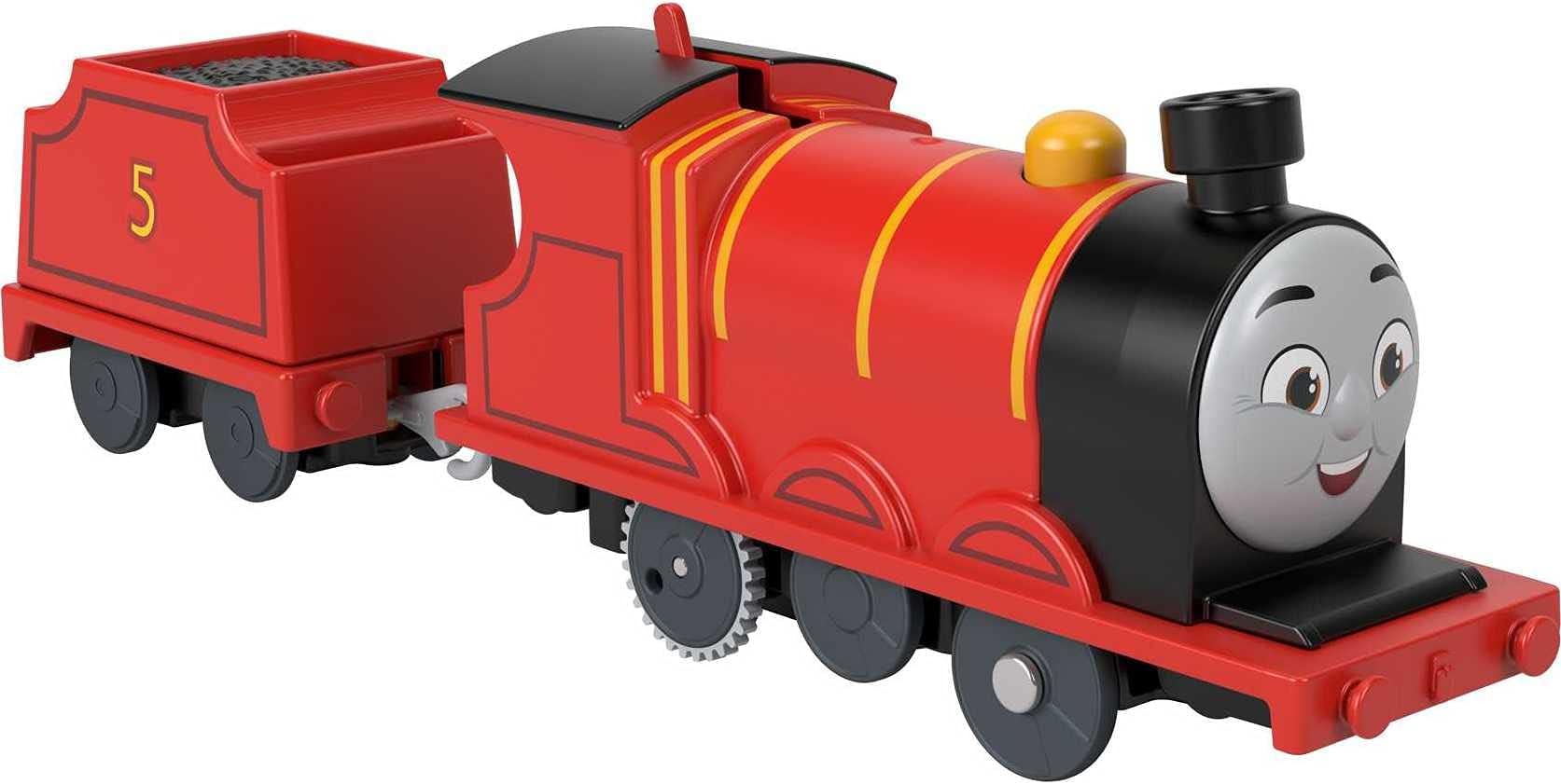 Thomas & Friends Fisher-Price James Motorized Toy Train, Battery-Powered Engine with Tender for Preschool Kids Ages 3 and Up