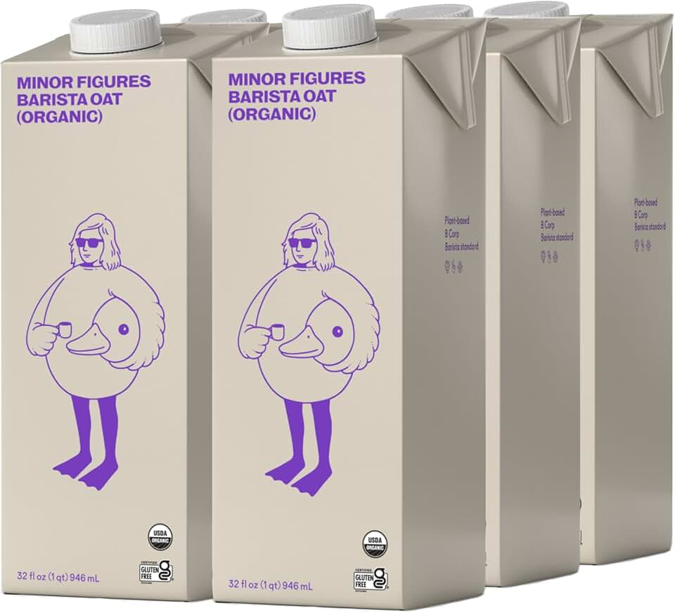 Minor Figures Oat Milk - Organic - Barista Standard - 32 Oz - 6 Pack - Non-GMO - Plant-Based - Vegan - Dairy-Free - Shelf Stable - Unsweetened USDA Organic