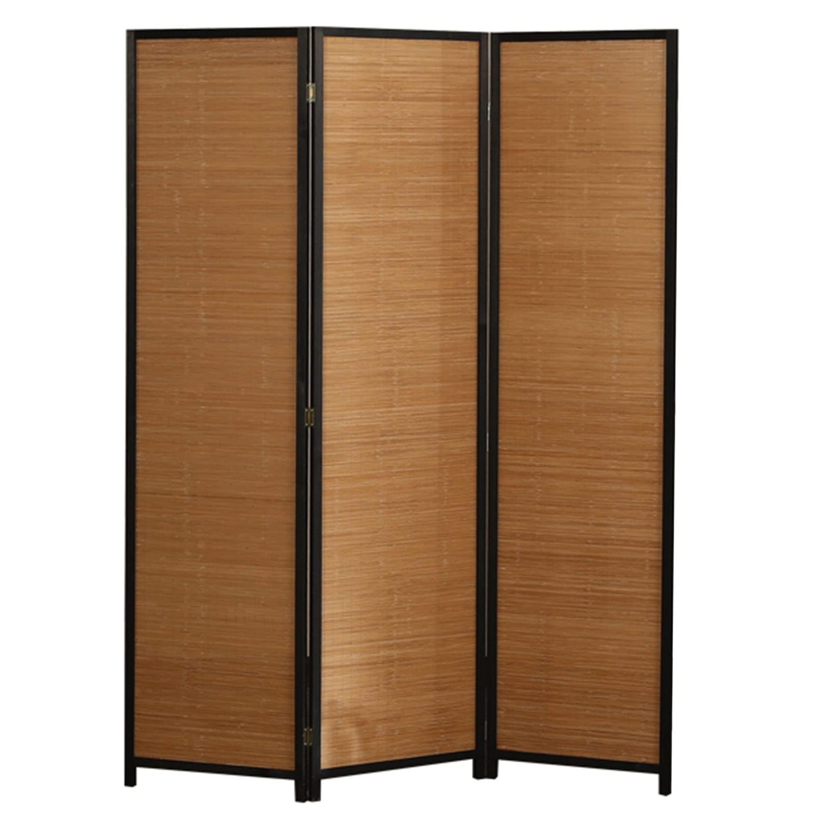 Divisor de habitación de 3 paneles, marco de madera y pantalla tejida de bambú, separador de pared plegable portátil para uso en interiores, división de privacidad para porche y dormitorio (tamaño
