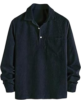 [Kiniety] メンズ コーデュロイ ポロシャツ 長袖 プルオーバー リラックスフィット 胸ポケット付き ゴルフ 襟付き カジュアル 通勤 ストレッチ シンプル おしゃれ 普段着 スポーツウェア 春秋