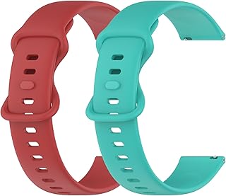 2 Pack Replacement Bands Compatible With Garmin Bounce Band for Kids, Soft Silicone Wristbands Adjustable Watch Band Intended for Garmin Bounce kids Strap (Red&Teal)