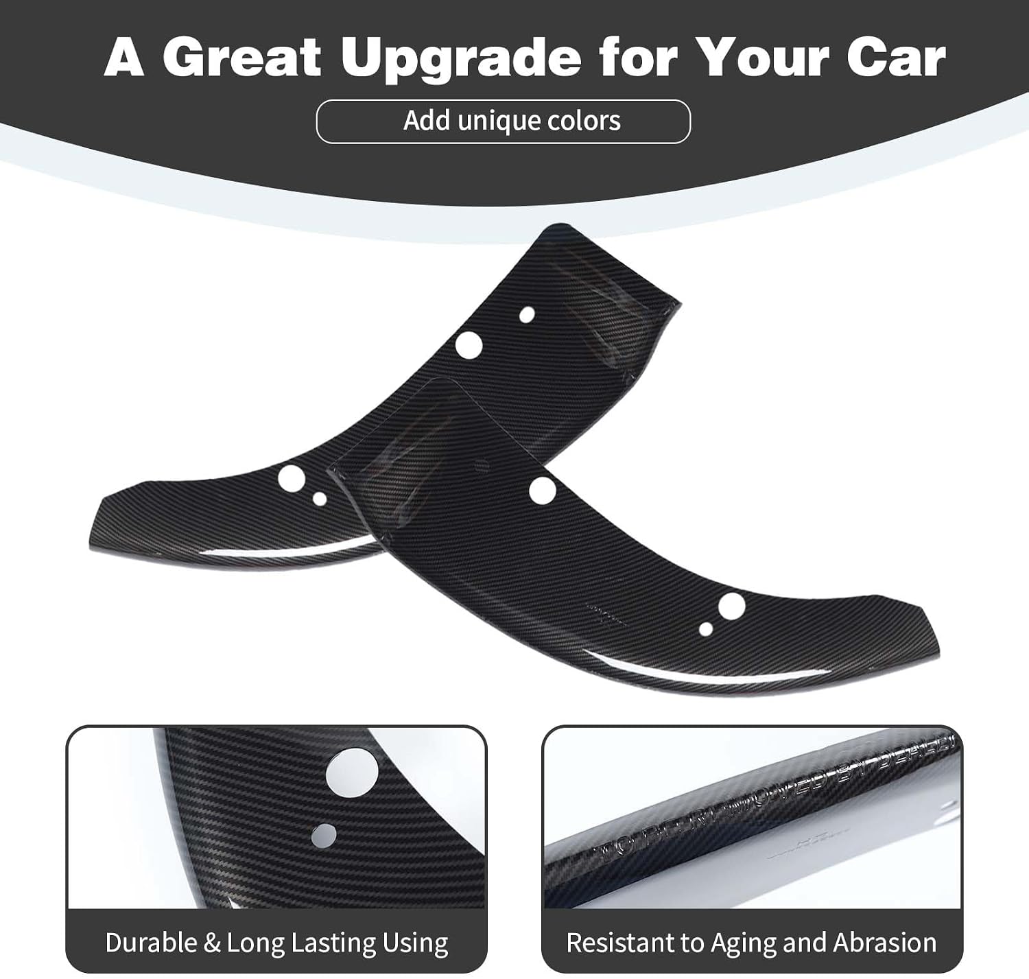 for Charger Front Bumper Lip Splitter Protector Cover Trim for 2015-2023 Dodge Charger Black Carbon Fiber Exterior Accessories 2pcs, Not for SXT/Widebody