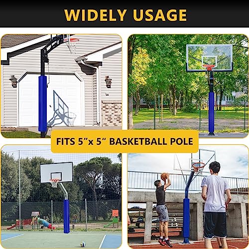 Image of 72 inch Tall Basketball Pole Pads, All-Weather Square Basketball Pole Padding Outdoor, 2 inch Thick Heavy Duty Wrap-Around Protective Pads for Fixed Height & Adjustable Basketball Hoop Poles