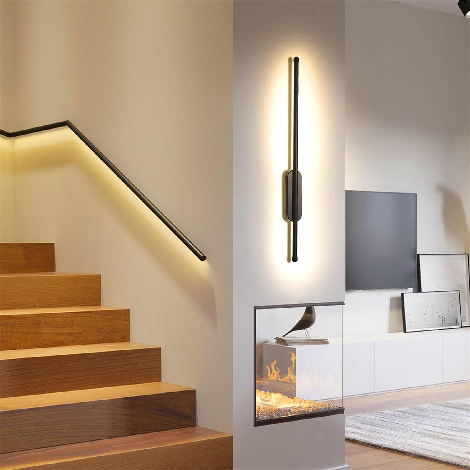 Nowoczesna lampa ścienna LED do wnętrz, ściemnialna, aluminiowa, sypialnia, z pilotem, prosta, kreatywna, dekoracyjna, do salonu, na schody, do przedpokoju