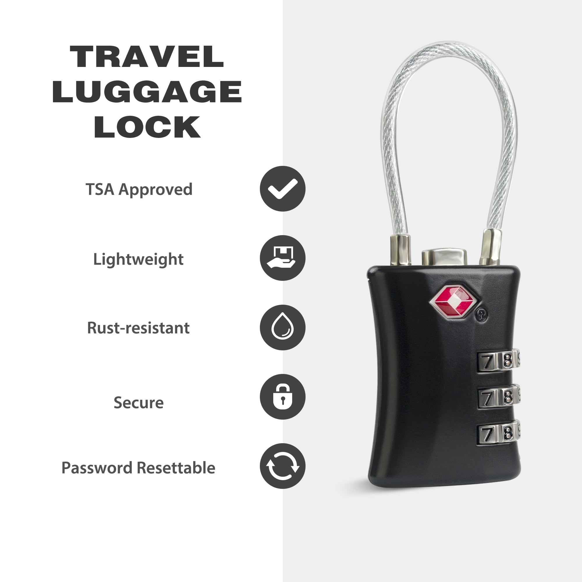 UP Security Suitcase Locks TSA Approved, Small Padlock Combination - Image 3