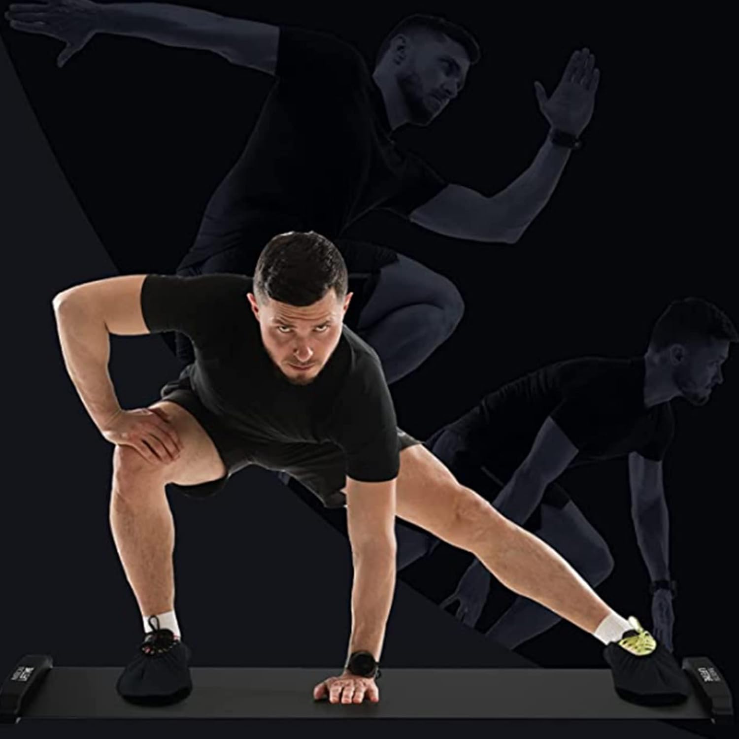 Sliding Training Equipment, Multipurpose Eva Ice Hockey Roller-Slide Board Skating Training Glide Mat Blanket for Home Sports,Black