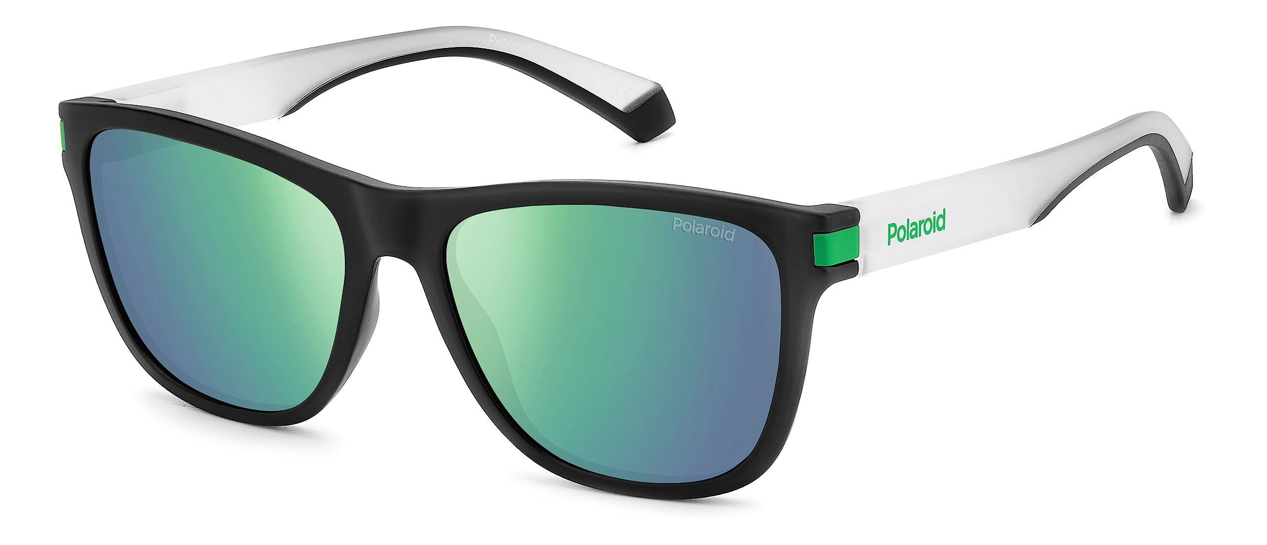 Polaroid Square Unisex Matte Black Green Grey Mirror Polarized PLD 2138/S - One Size