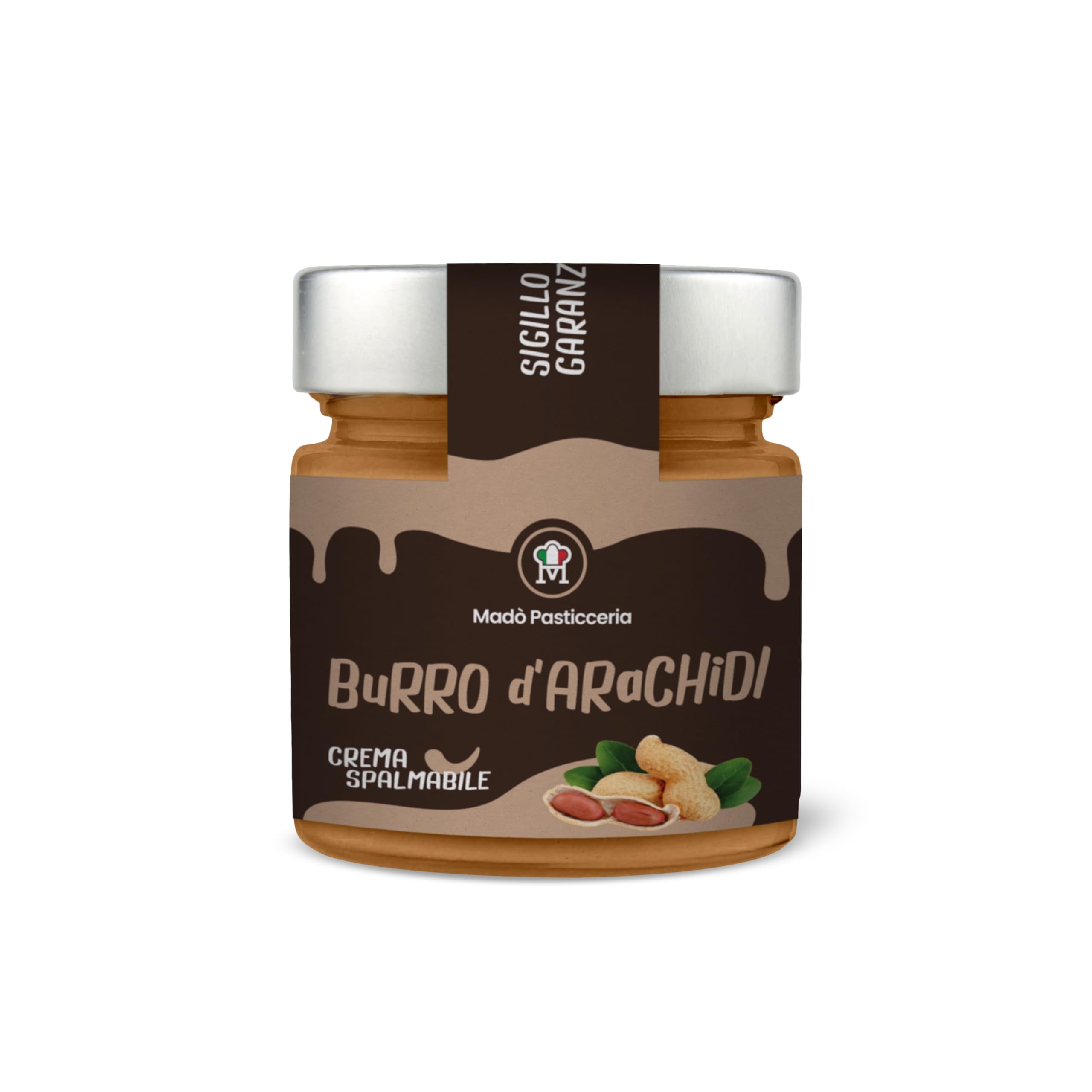 MADÒ Handmade Peanut Butter Cream Spread - 100% Naturale & Fat pastoralizzata in Italia - 350 g Jar - Ideale per Colazio