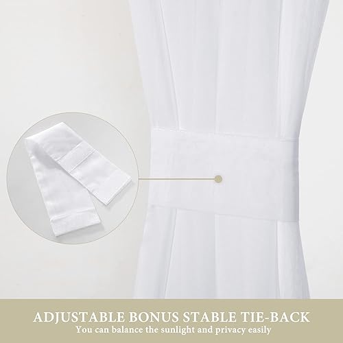 Vista 16 de MIULEE - Cortinas semitransparentes para puerta francesa de 2 paneles