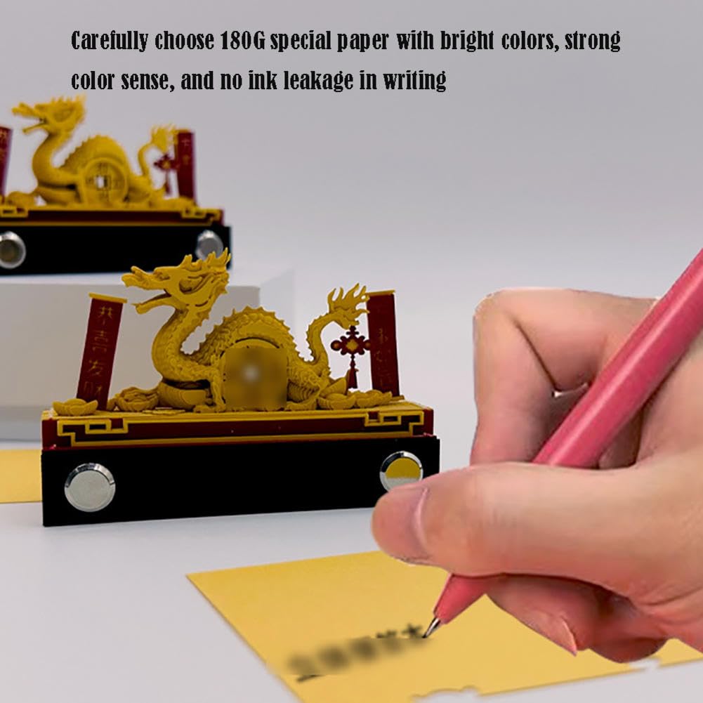 Abreißbarer 3D-Papierkunst-Notizblock-Tischkalende Artsy Pads,Einzigartiges kreatives Geschenk,Drachenkalender,3D-Notizblock,Tischkalender