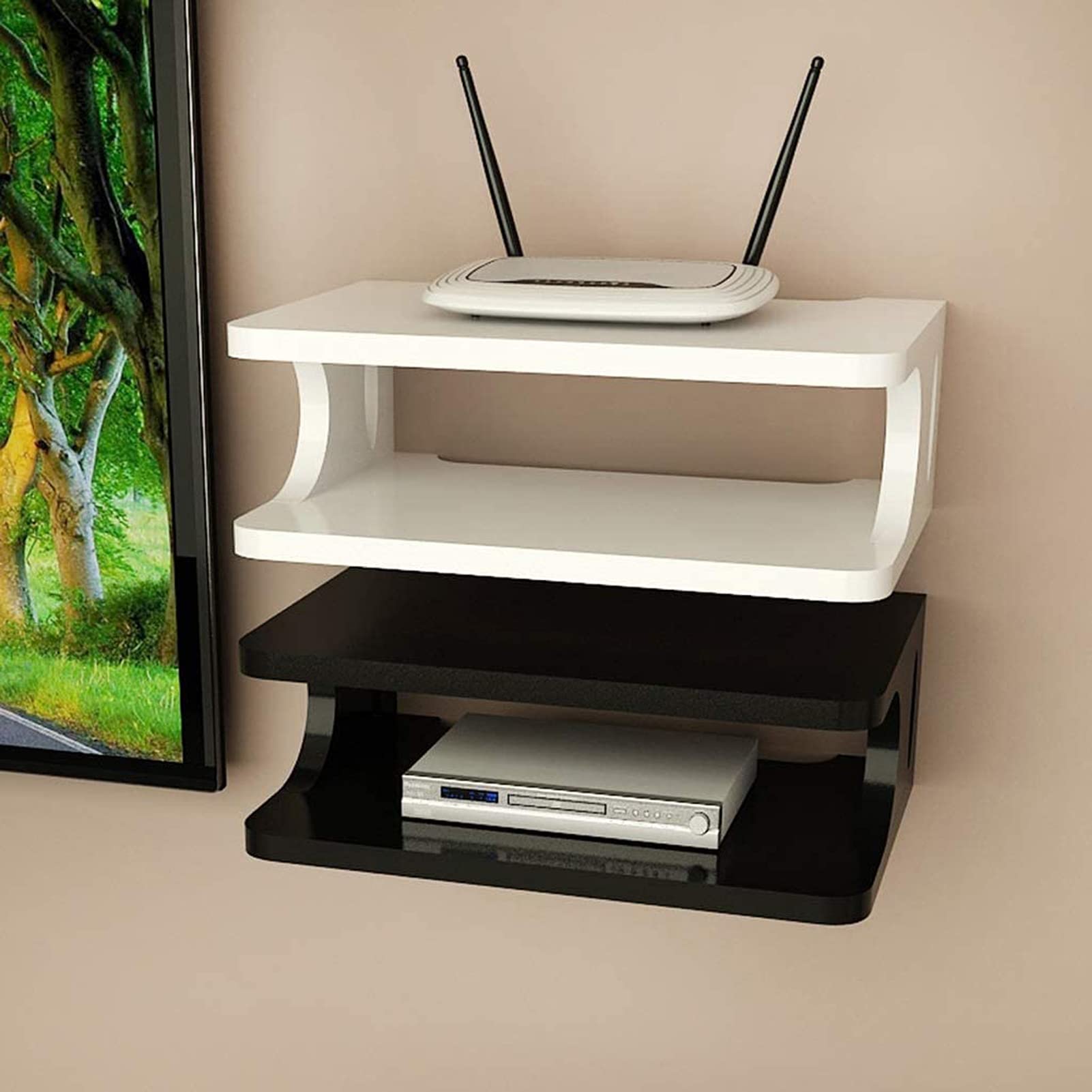Mensola mobile moderna per TV Supporto per console multimediale a parete Mensola galleggiante per decoder via cavo/Lettore DVD/Console di gioco Supporto TV per soggiorno
