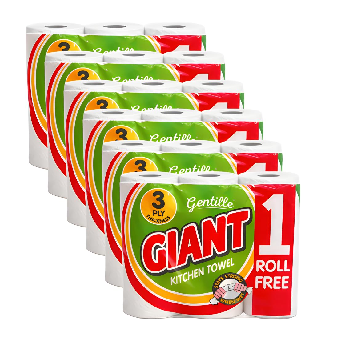– Gentille Giant 3 Ply Thickness Paper Towel | Extra Strong, Absorbent, Tough, Durable Kitchen Roll | Multipurpose Bulk Pack (18)