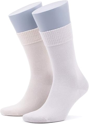 BAMBOOVEN Mens Diabetic Rayon Made From Bamboo, Super Thin, Odor Free & Breathable, Calf Socks, Crew Socks (2 Pack)