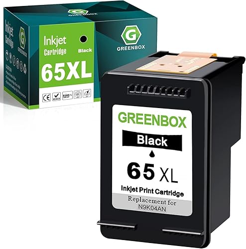GREENBOX Cartucho de tinta negra 65XL remanufacturado para tinta negra 65 XL para Envy 5055 5052 5010 5012 DeskJet 3755 2652 3720 3752 2622 2624