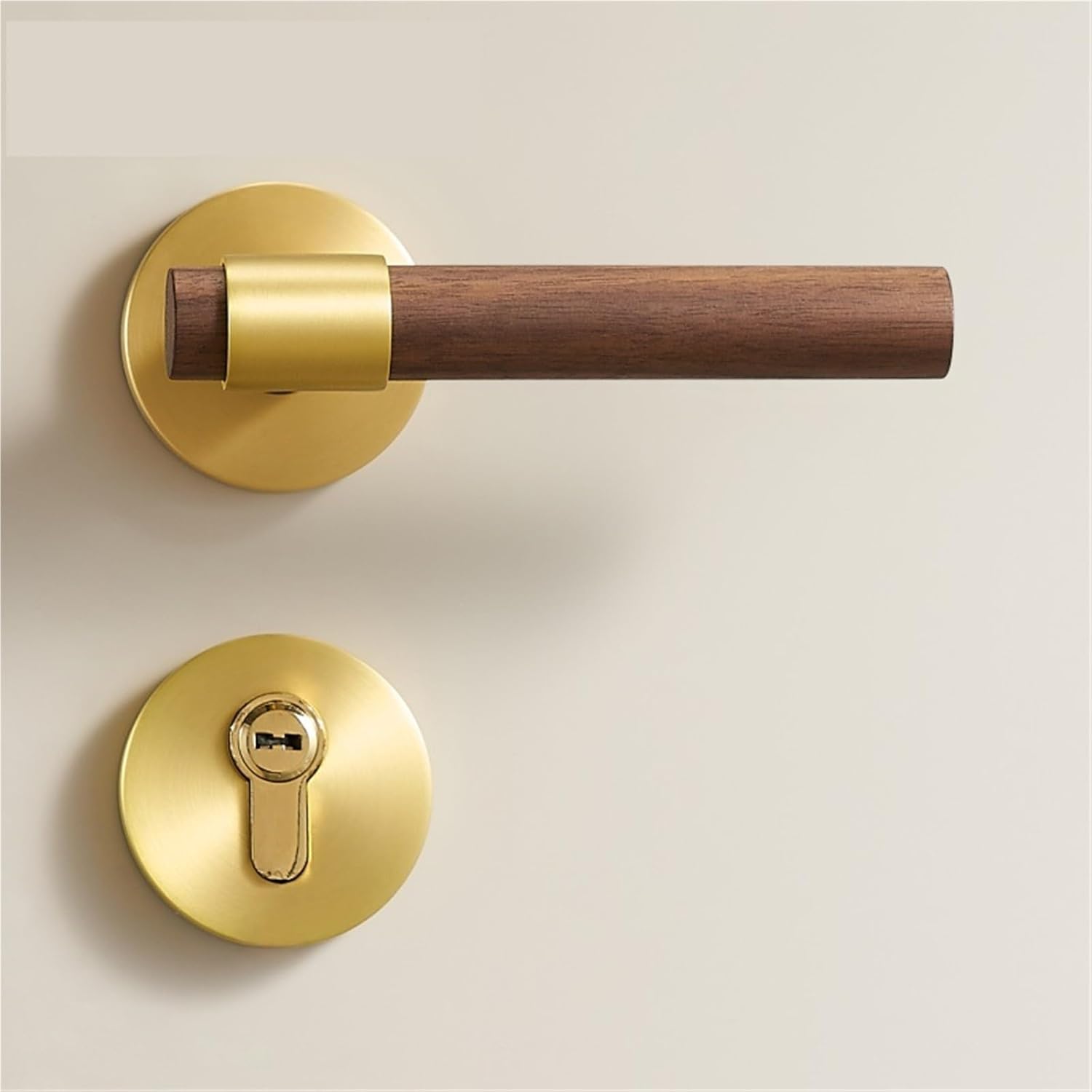 Brass Walnut Door Lock Interior Double Wood Lever Dummy Handle 1Pcs(BK-A308B-210MU-SB)