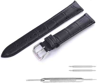 Amazon | 【本革製 クロコダイル型押し 黒 18mm】時計ベルト 時計