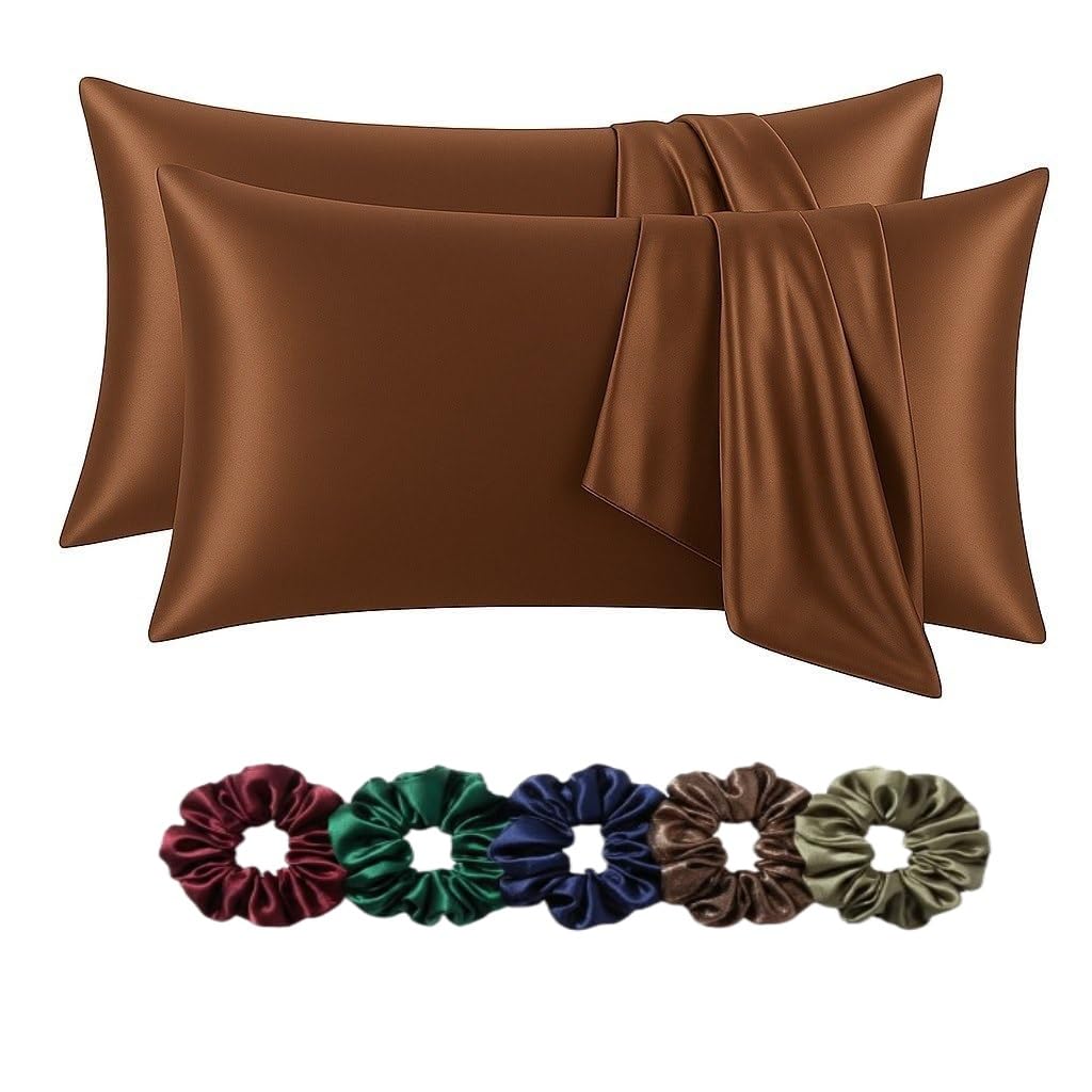 Satin Pillowcase - Hair & Skin Protection + Scrunchies -12 Satin Pillowcase - Hair & Skin Protection + Scrunchies -12