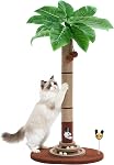 Made4Pets Cat Scratch Post with 4 Types of Interactive Cat Toys for Indoor Cats 27" Tall Sisal Rope Cat Scratcher Post for Kittens Cat Scratching Post with 2 Layer Wooden Ball & Rat Hole-Palm Tree(S)