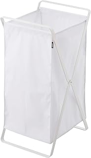 YAMAZAKI home 2484 Laundry Basket-Foldable Storage Hamper Organizer, One Size, White