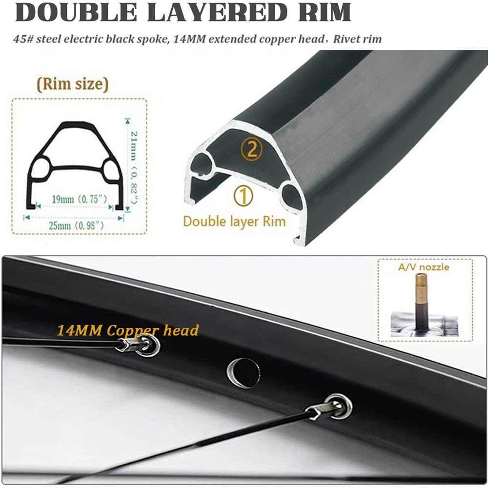 AADDFDD MTB バイクホイールセット 26/27.5/29インチ、フロントリア