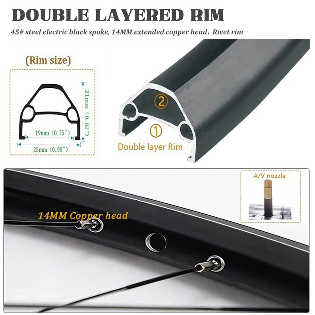 MTB Laufradsatz 26 Zoll 27,5 Zoll 29 ER, Fahrradfelge Aus Aluminiumlegierung HG gedichtetes Lager 142mm Steckachse 32H Felge Vorne und Hinten for 7-12 Gang Kassette