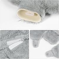 Vista 3 de Botella de agua caliente en forma de U para aliviar el dolor de cuello y hombros, bolsa de agua caliente de goma suave de 1 litro con funda