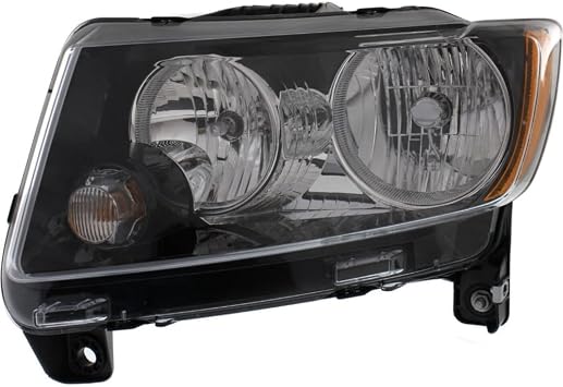 Headlight Halogen Left Side Clear Lens Black Interior Lens W/Bulb Headlamp Mk-Mfrbodycodename for Jeep Compass Latitude/Sport 2013-2017 & Limited 2013-2015 2017