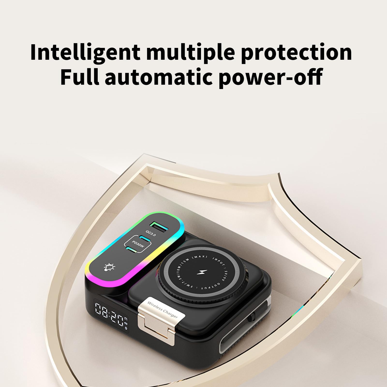 Caricabatterie magnetici con Cavo Retrattile 3 in 1 15W per Smartphone e smartwatch Caricabatterie con Cavo Retrattile