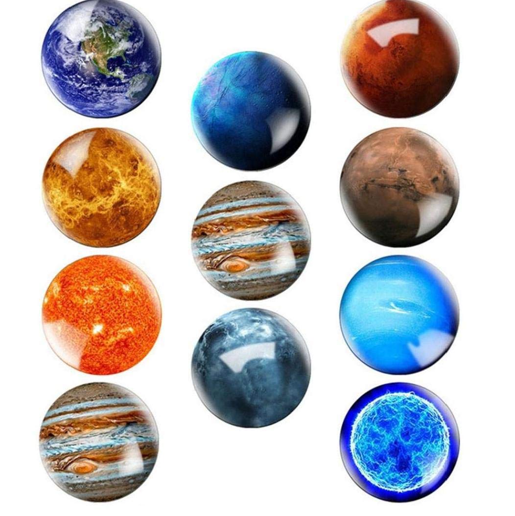 Hotaden 10pcs Luminous Planet Moon Stars Fridge Magnet Nebula Universe Decorative Refrigerator Magnets Message Board Stickers Glowing