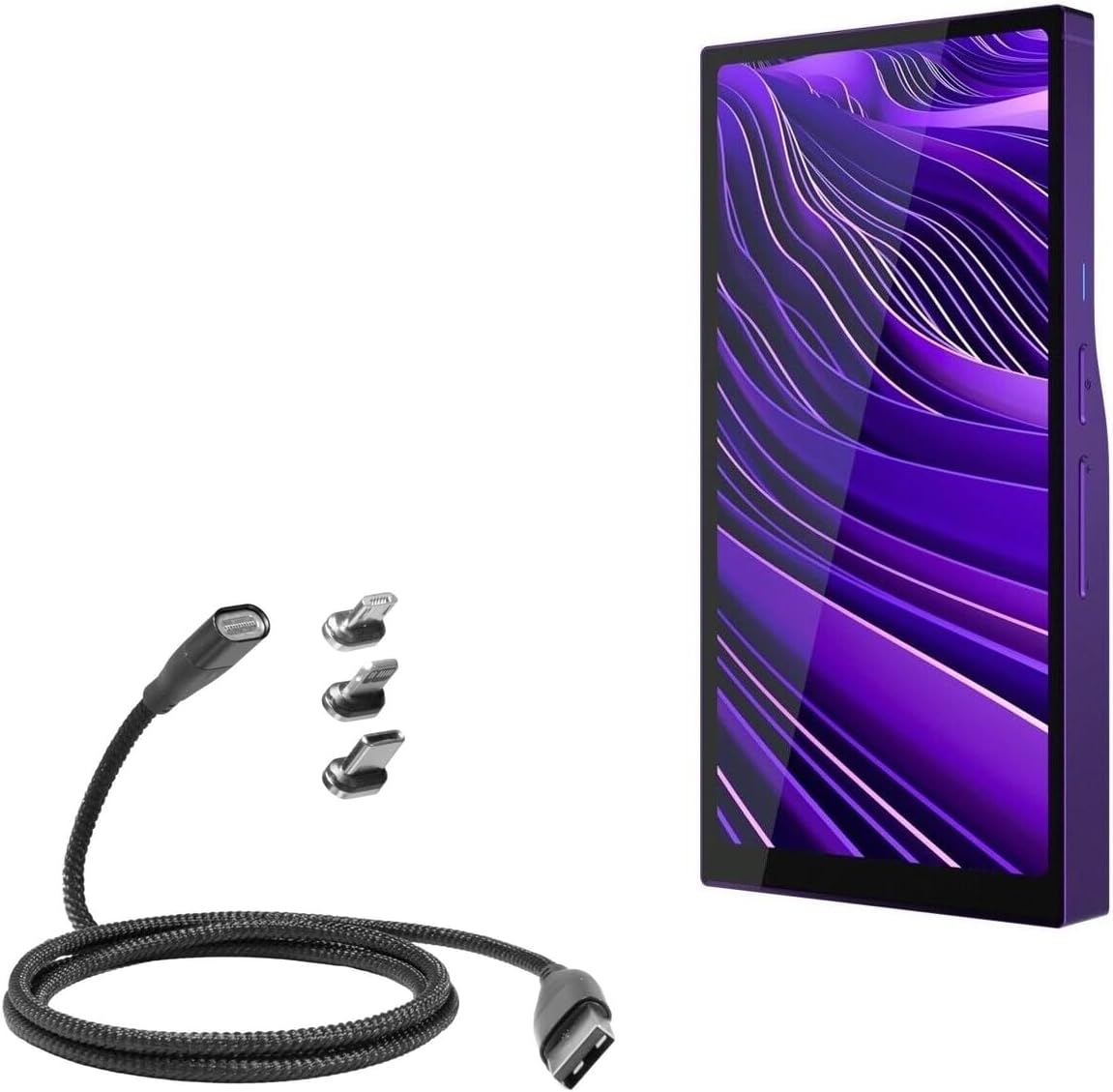 BoxWave Cable Compatible with HiBy R6 Pro II - MagnetoSnap PD AllCharge Cable (100W), Magnet Charging Braided USB Type-C Micro - Jet Black