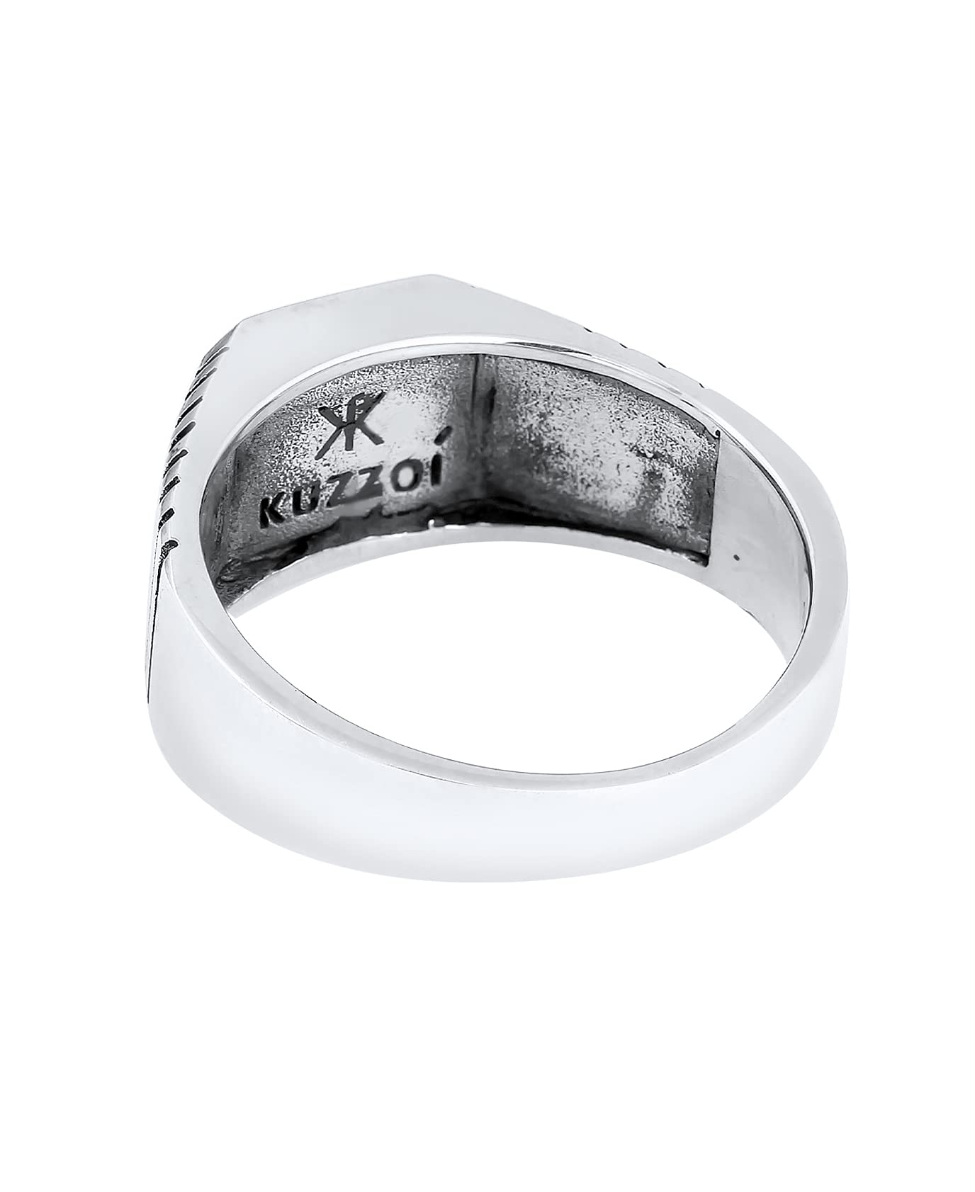 Kuzzoi Anillo de plata de ley 925 con sello de sodalita, anillo clásico de 10 mm de ancho en plata de ley 925, anillo de motero, talla 60-66 0605630721