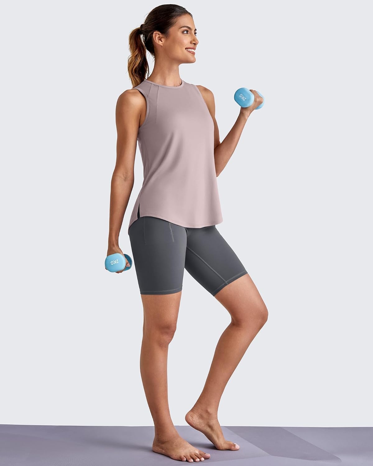 G4Free Workout Athletic Tops High Neck Tanks Loose Sleeveless Summer Running Shirt Gym Shirts((Gray Lilac,XXL) - Image 3