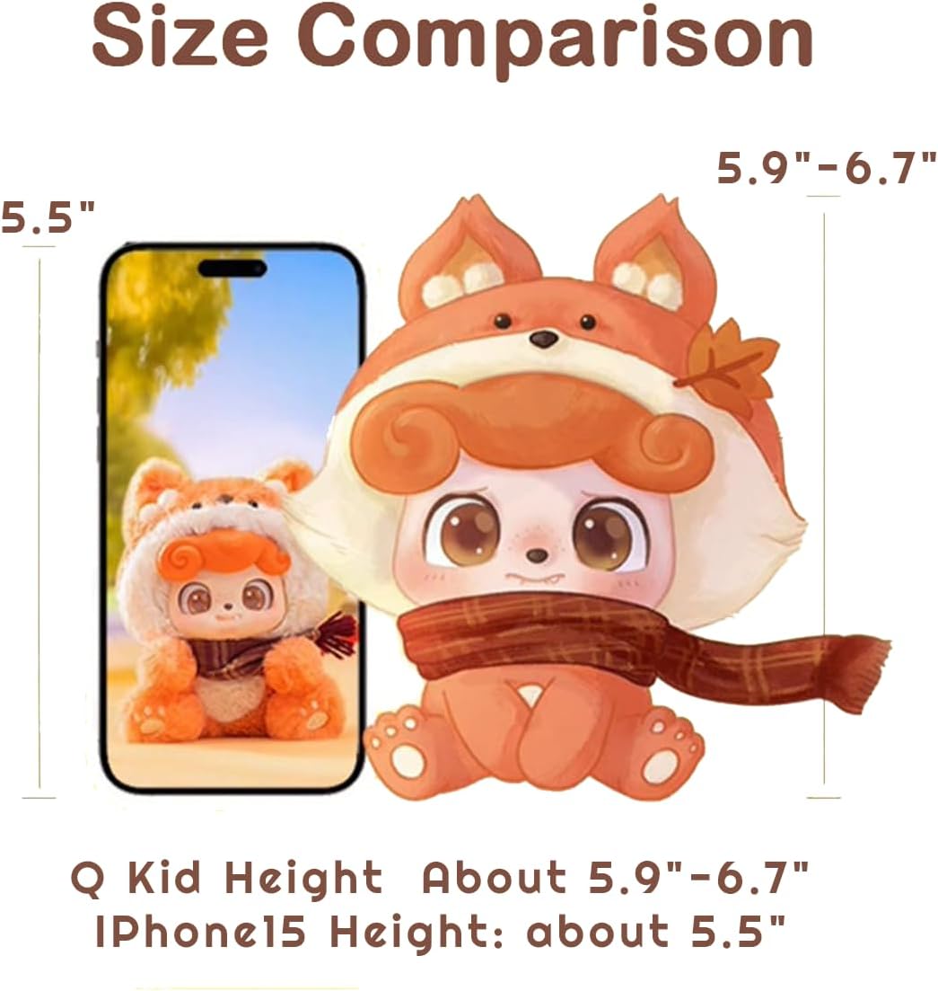 Q.Kid Animal Preschool Plush Series Blind Box 1PC (1 of 7 Possible Styles) Cute Figures Collectible Toys Birthday Gifts (1Pc-Blind Box)