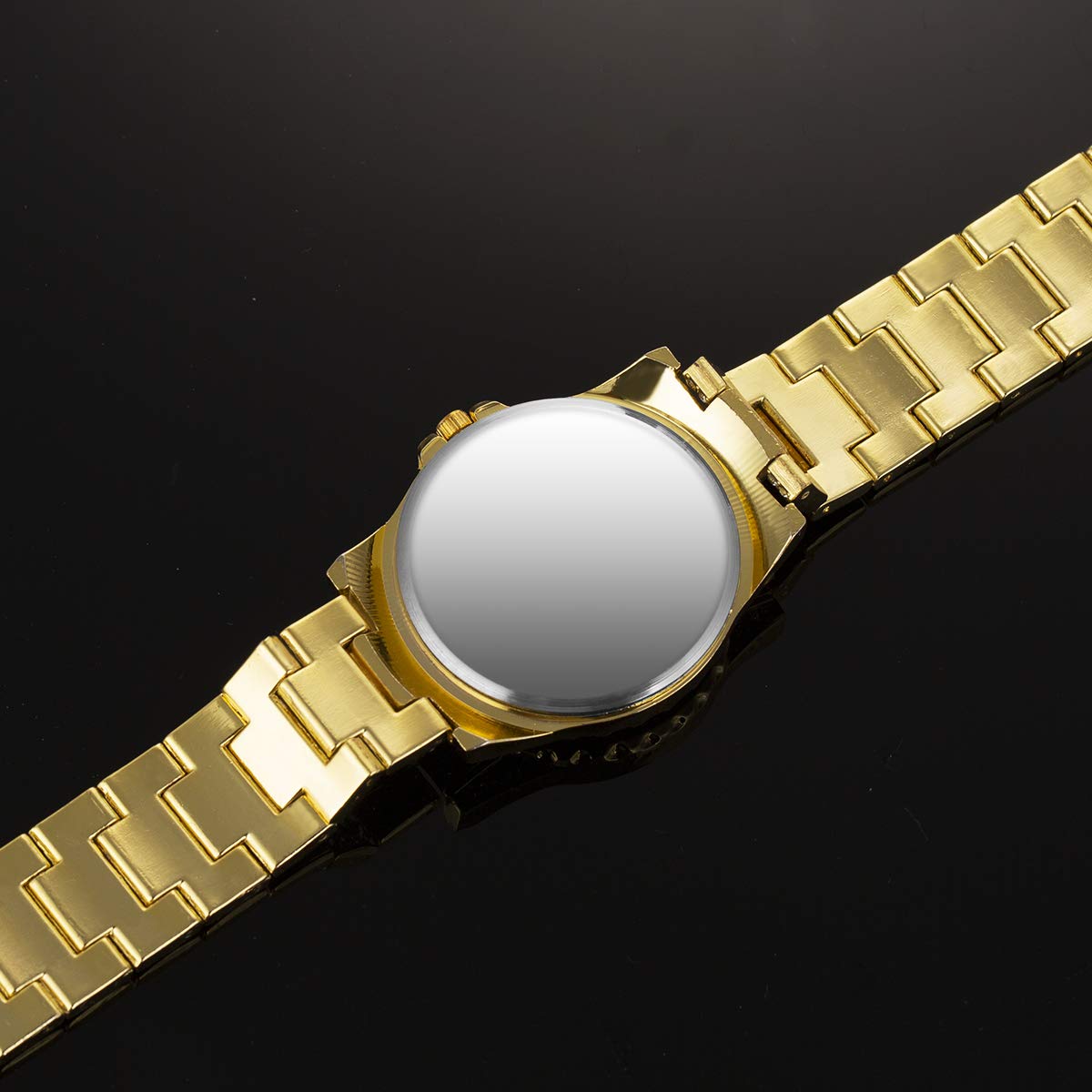 Orologio da polso da donna, con cinturino in acciaio inox, con numeri romani, analogico, al quarzo, in acciaio inox, con strass