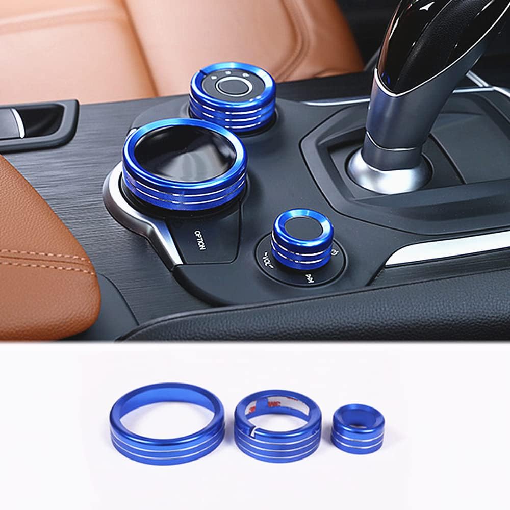 Car Interior Modification Accessories Fit for Alfa Romeo Giulia Stelvio 2015-2023 Aluminum Alloy Upgrade Decoration Accessories (red, Air Conditioning Outlet Ring 4pc/Set)