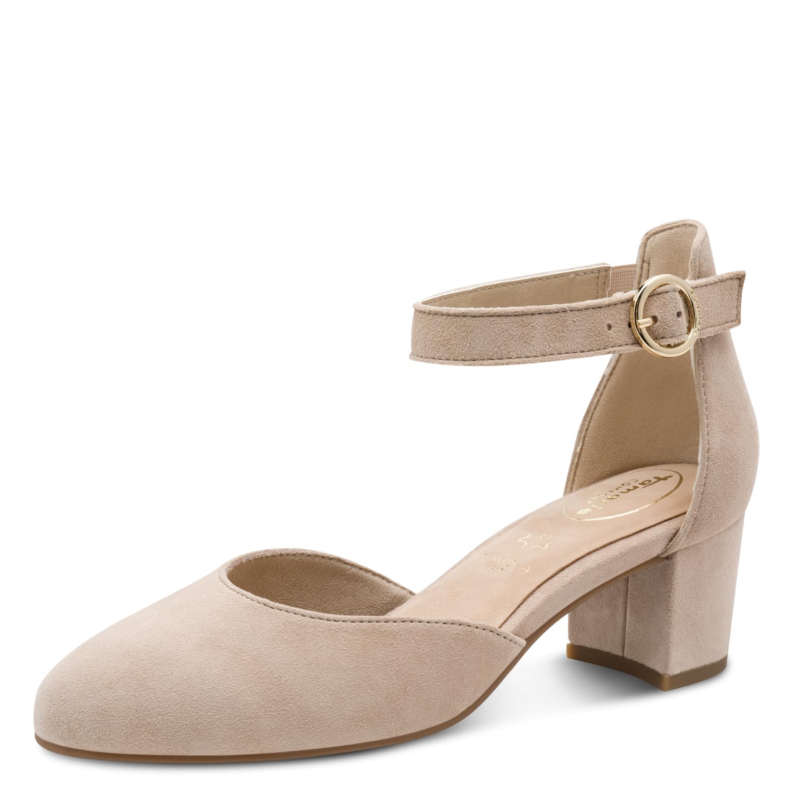 Tamaris Comfort Women’s Leather Pumps with Strap Elegant, Beige, 5 UK